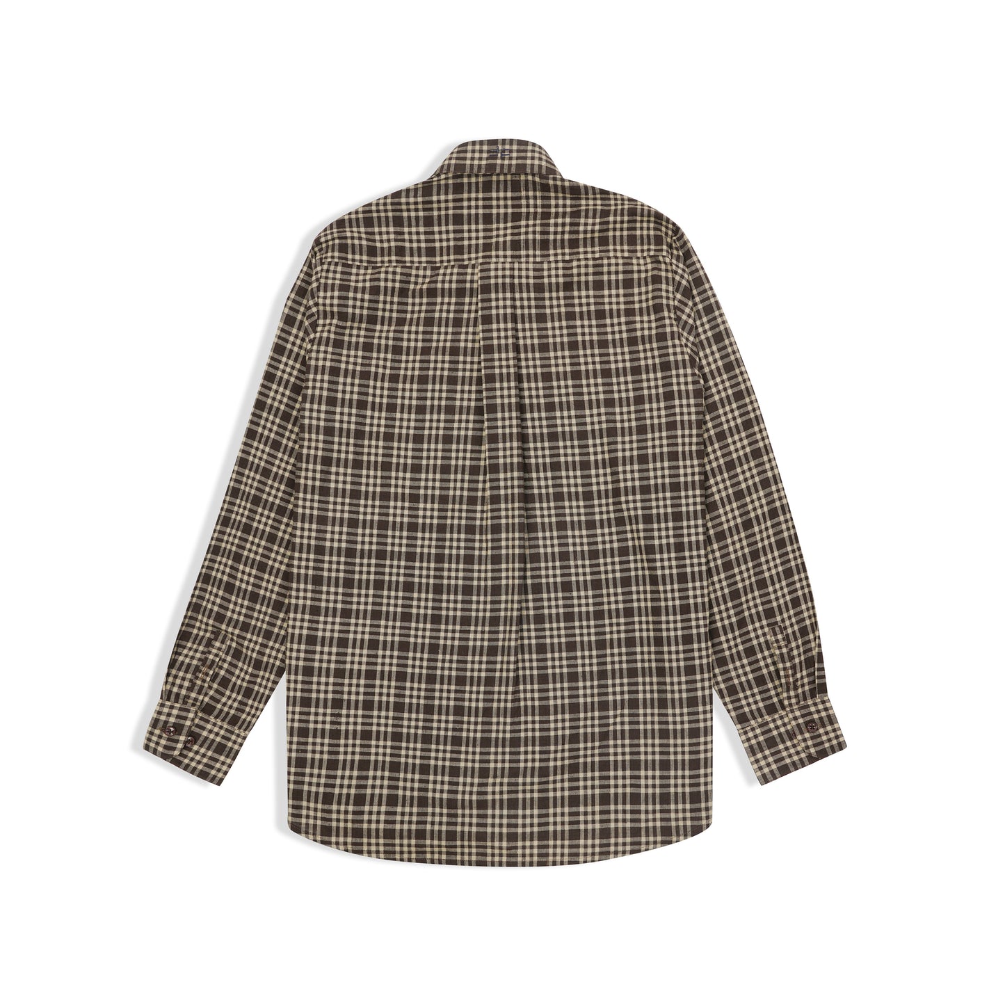 REGULAR FIT DARK BROWN CHECK COTTON SHIRT