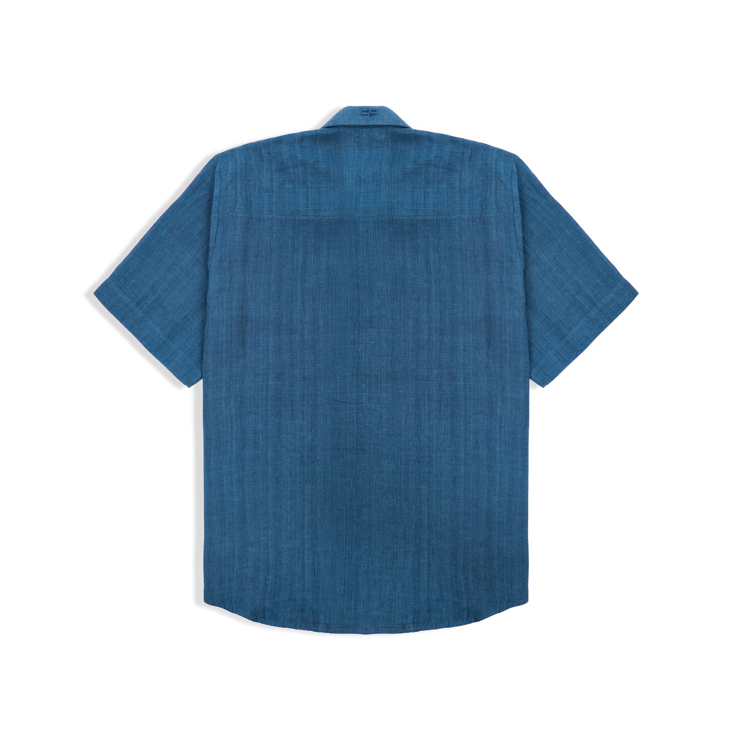 RELAXED FIT INDIGO LINEN SHIRT WITH NOTCH COLLAR