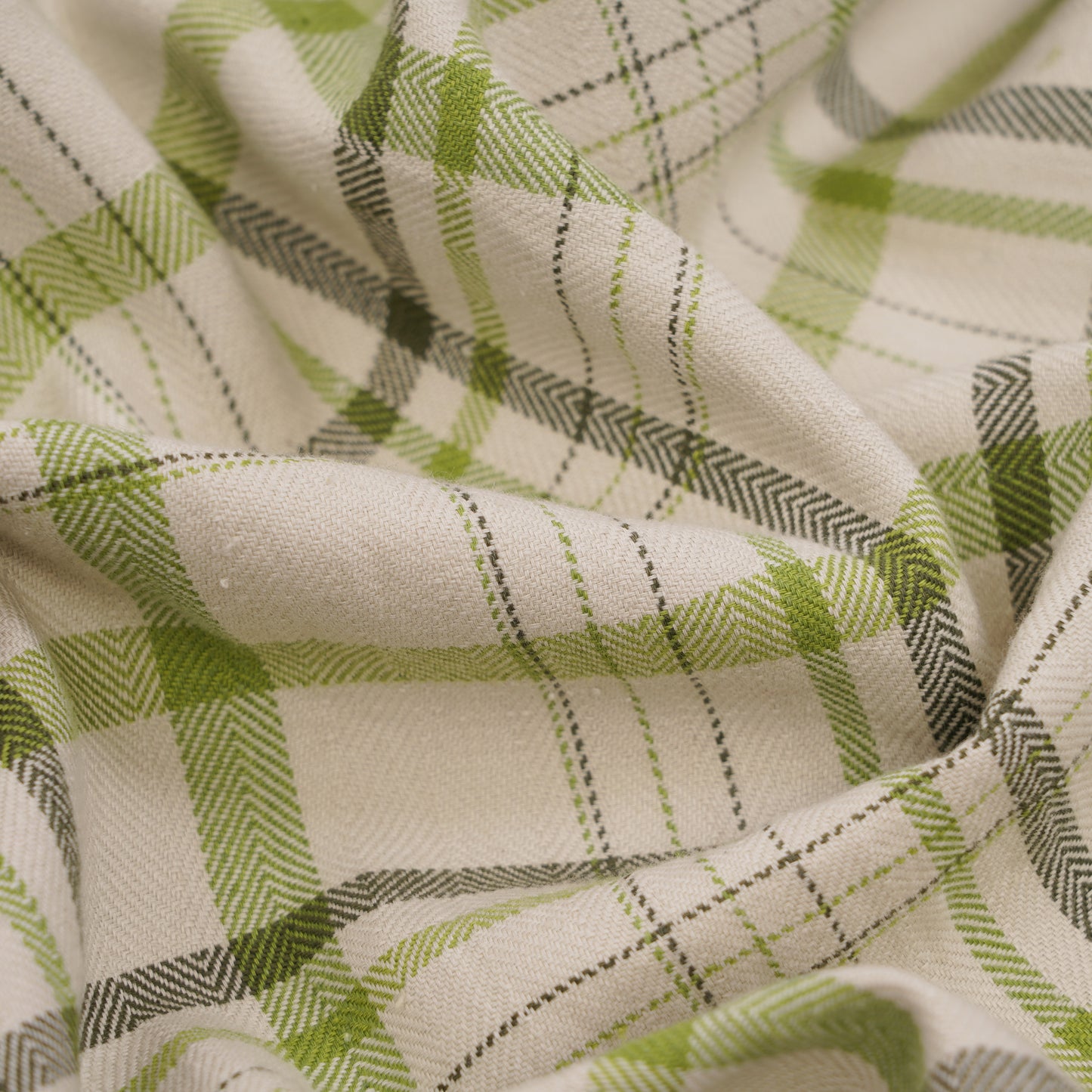 Casual styling with relaxed fit off white and green check shirt