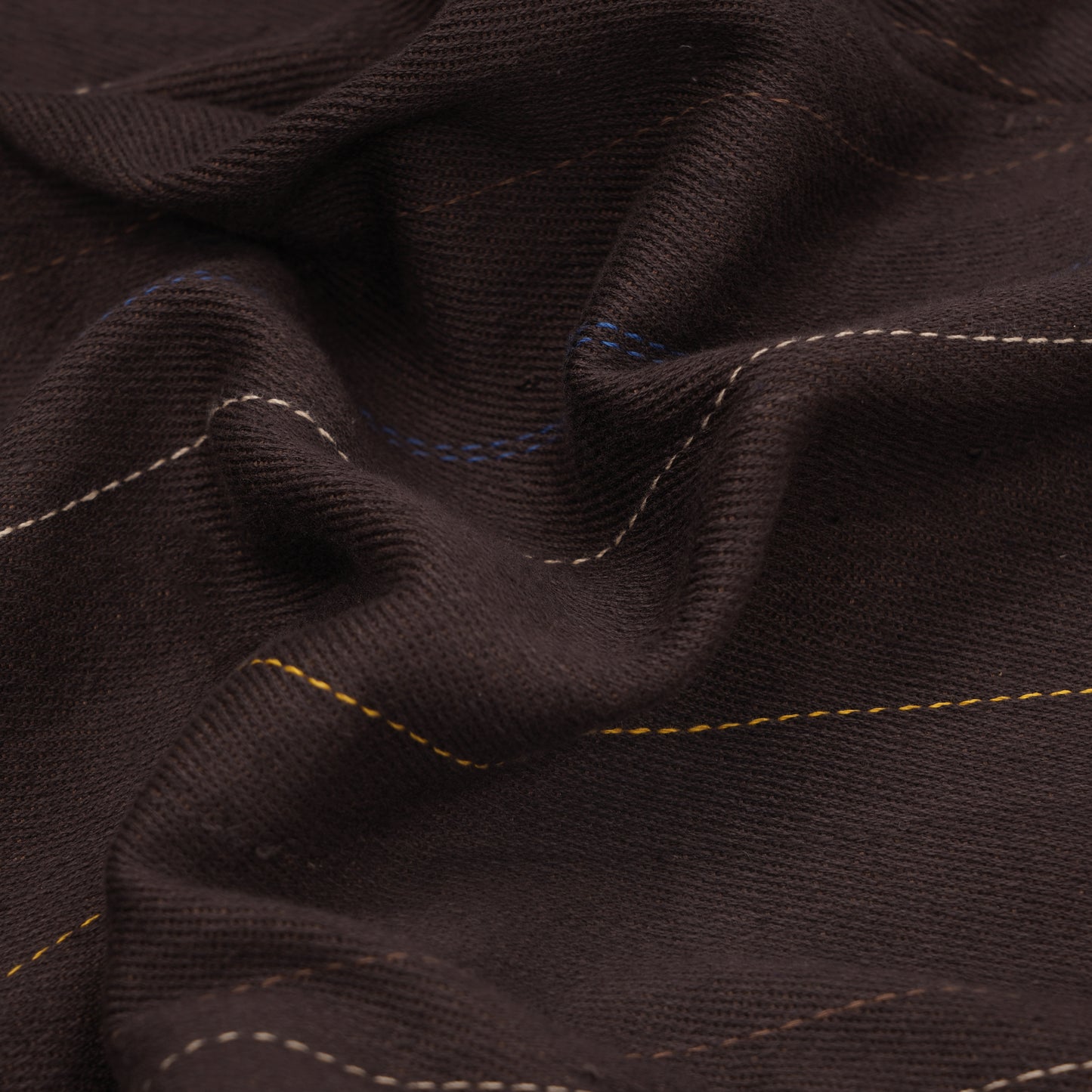 TAPERED FIT DARK BROWN MULTI COLOUR STRIPE HANDWOVEN COTTON TROUSERS