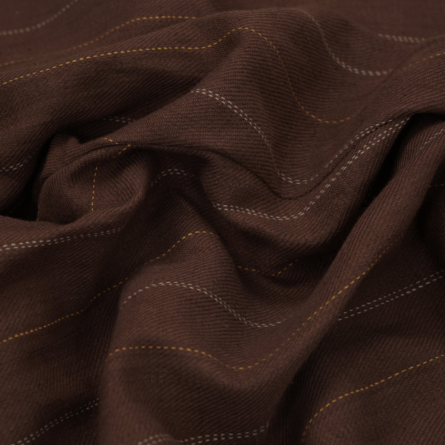 TAPERED FIT RUST BROWN MULTI COLOUR STRIPE HANDWOVEN COTTON TROUSERS