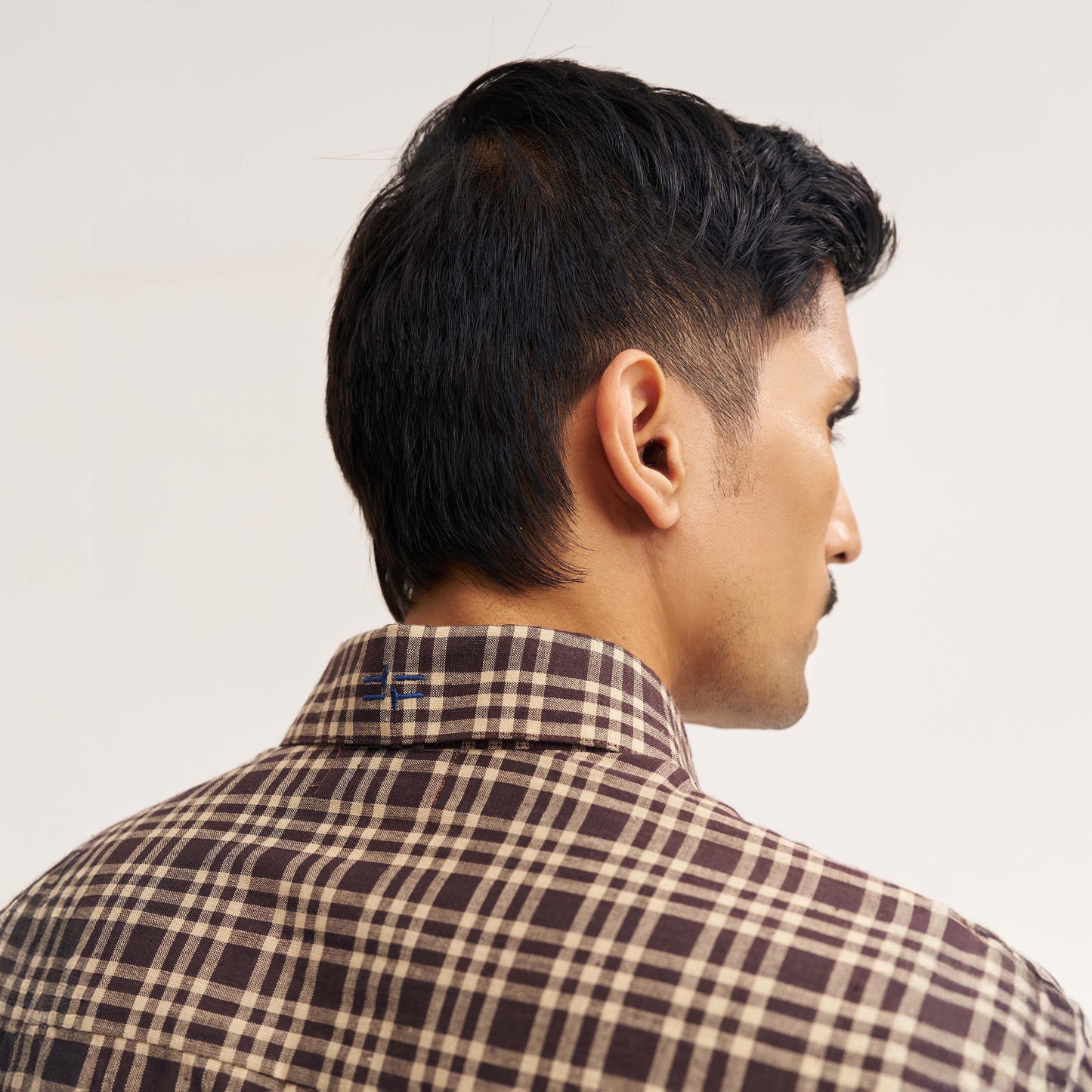 REGULAR FIT DARK BROWN CHECK COTTON SHIRT