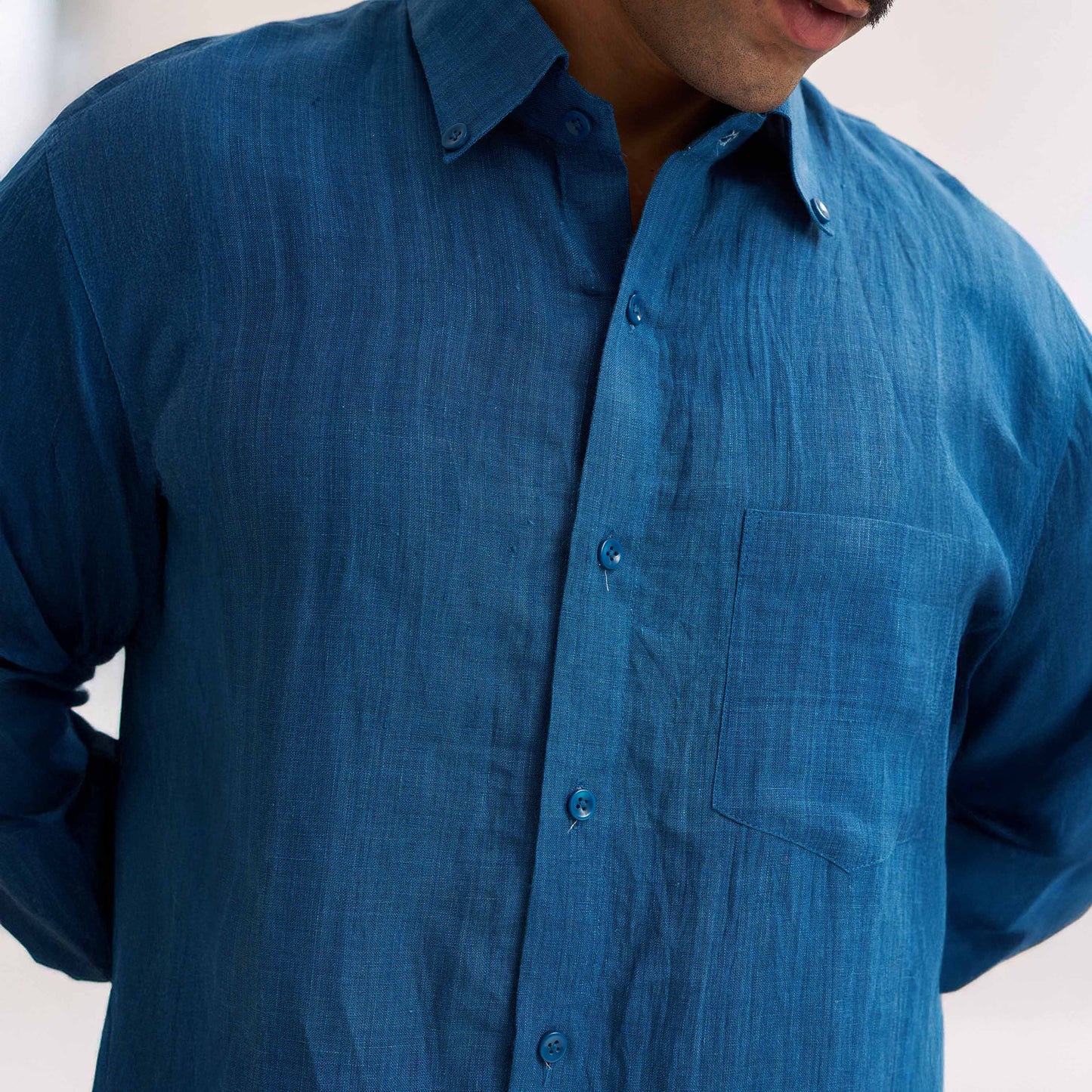 Lightweight green and off white cotton shirt