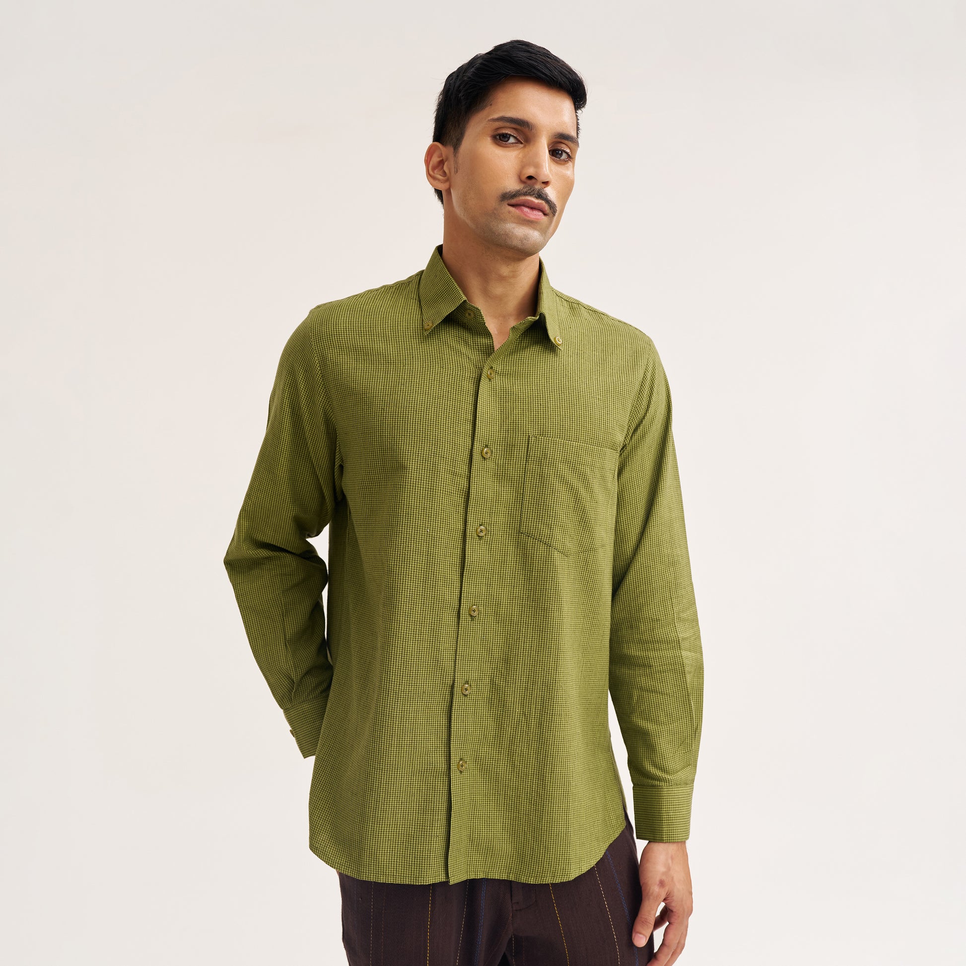 Regular Fit Green Check Handwoven Shirt Prashasya Regular Fit Green Check Handwoven Shirt Prashasya