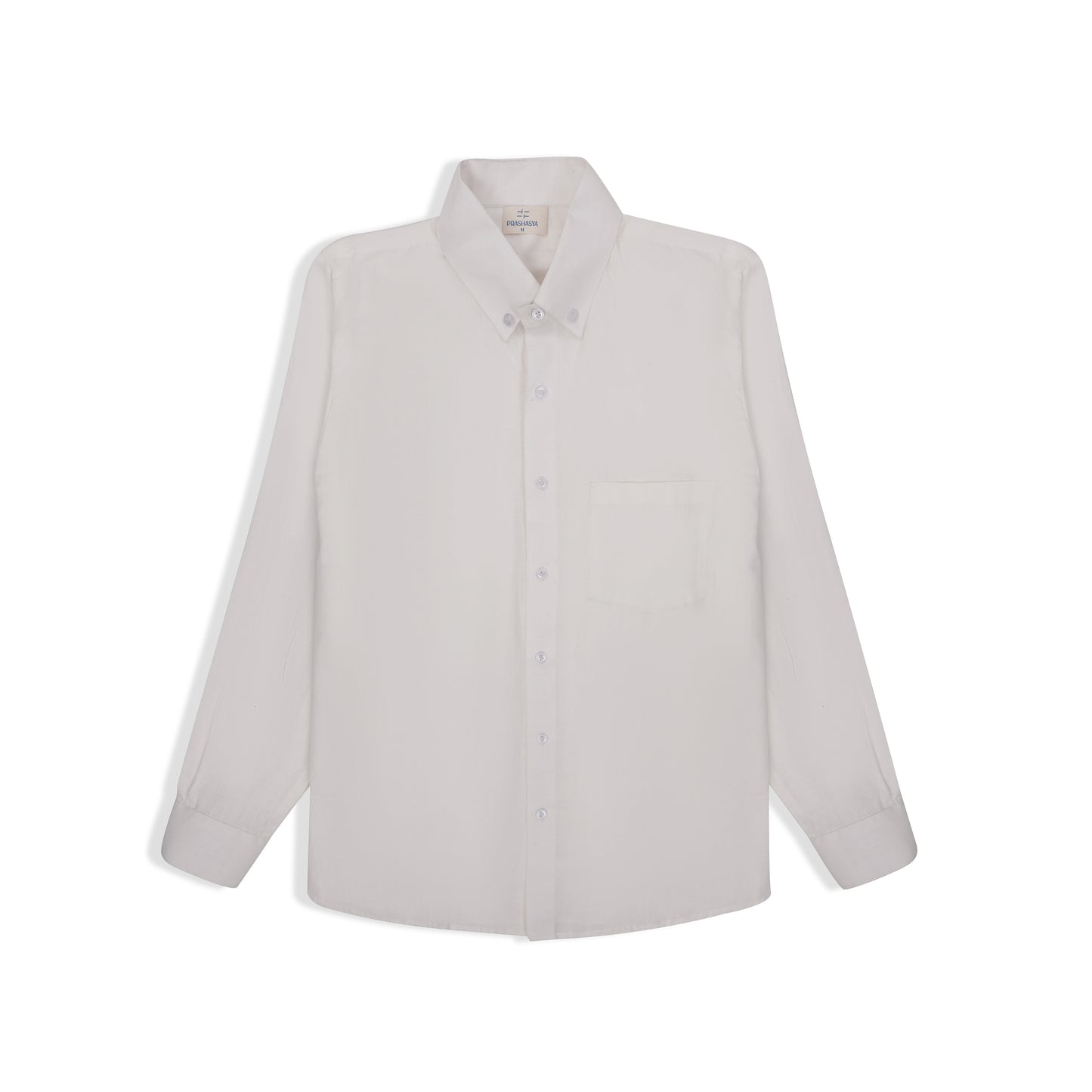Regular fit white handwoven cotton shirt front view