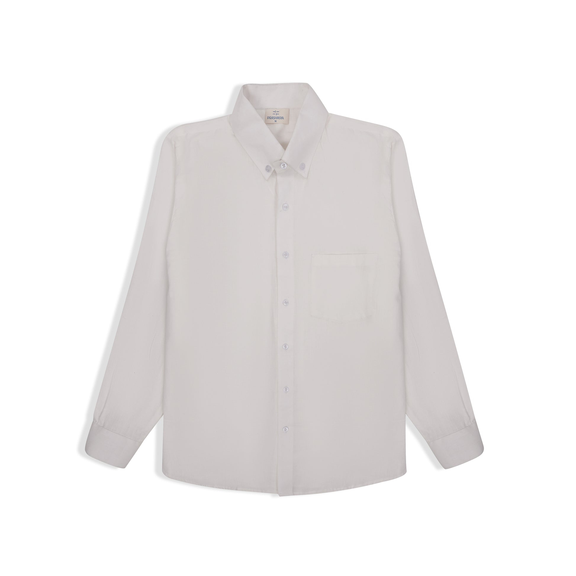 Regular fit white handwoven cotton shirt front view