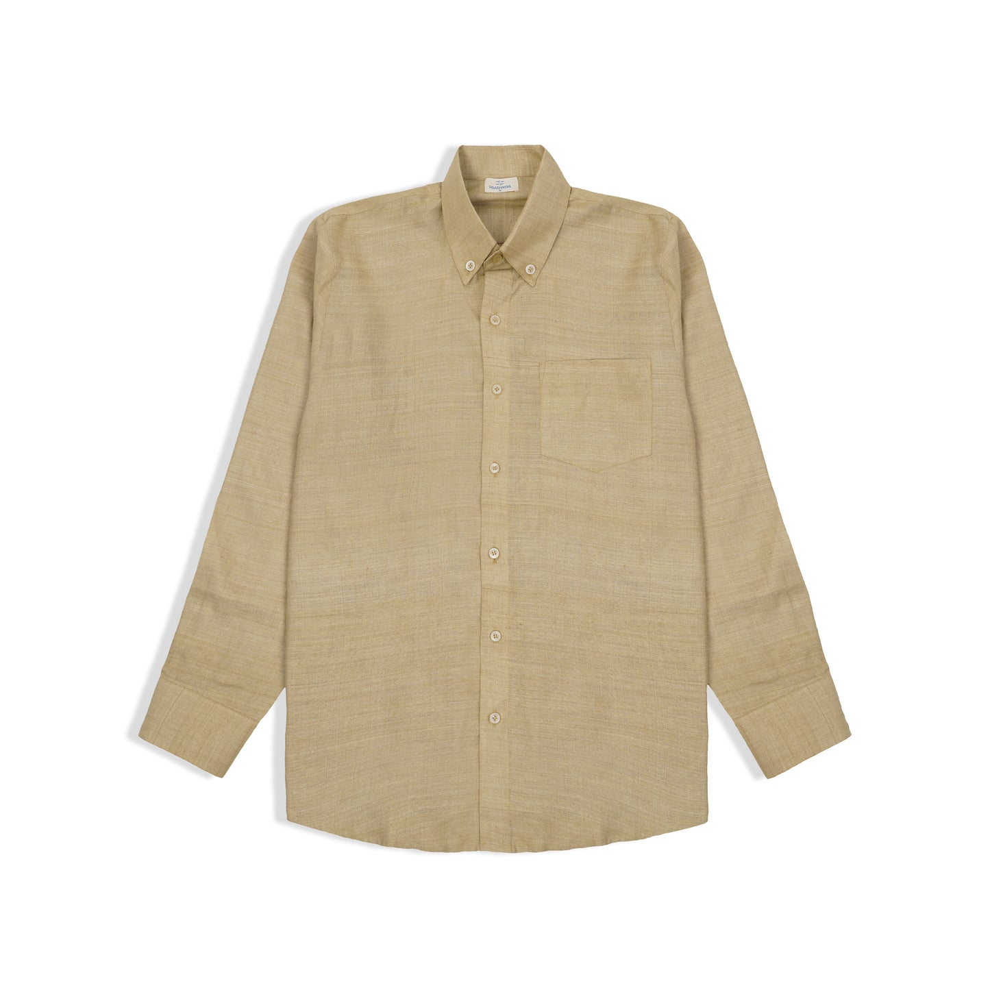 Relaxed fit beige linen Matka handwoven shirt front view

