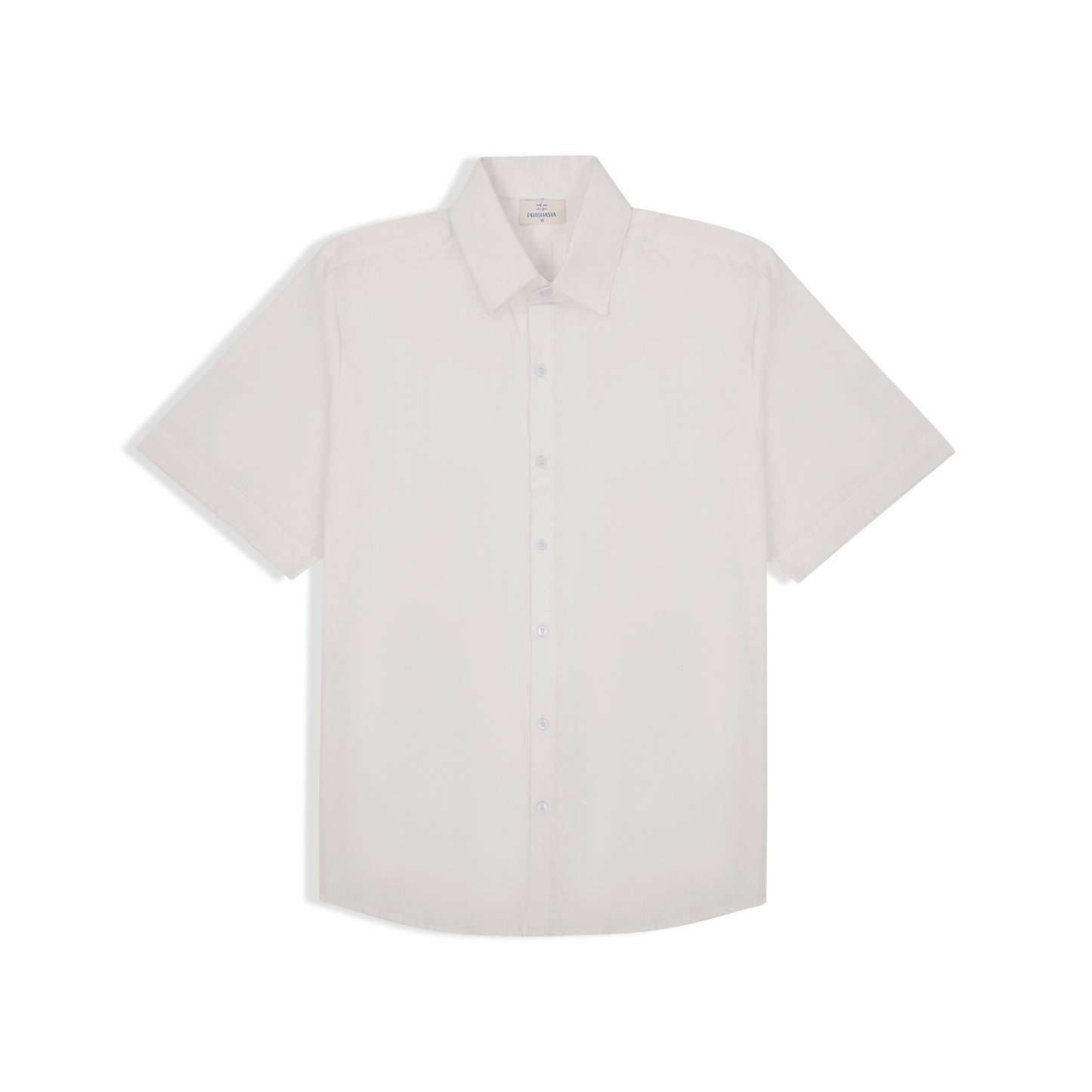 Regular fit white handwoven cotton shirt front view