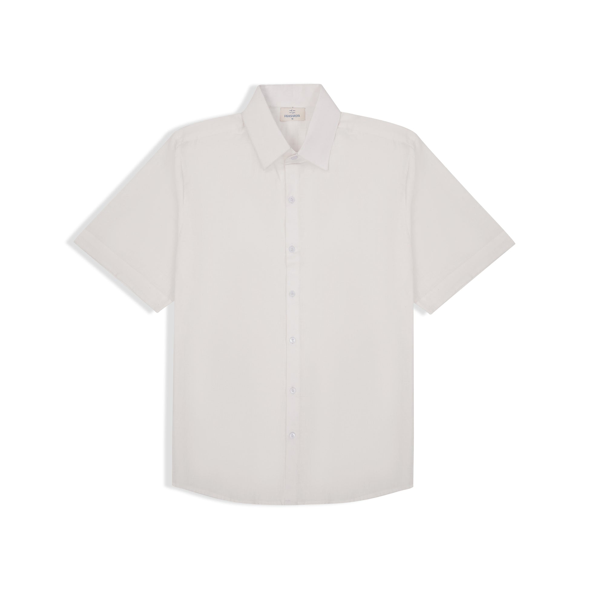 Regular fit white handwoven cotton shirt front view