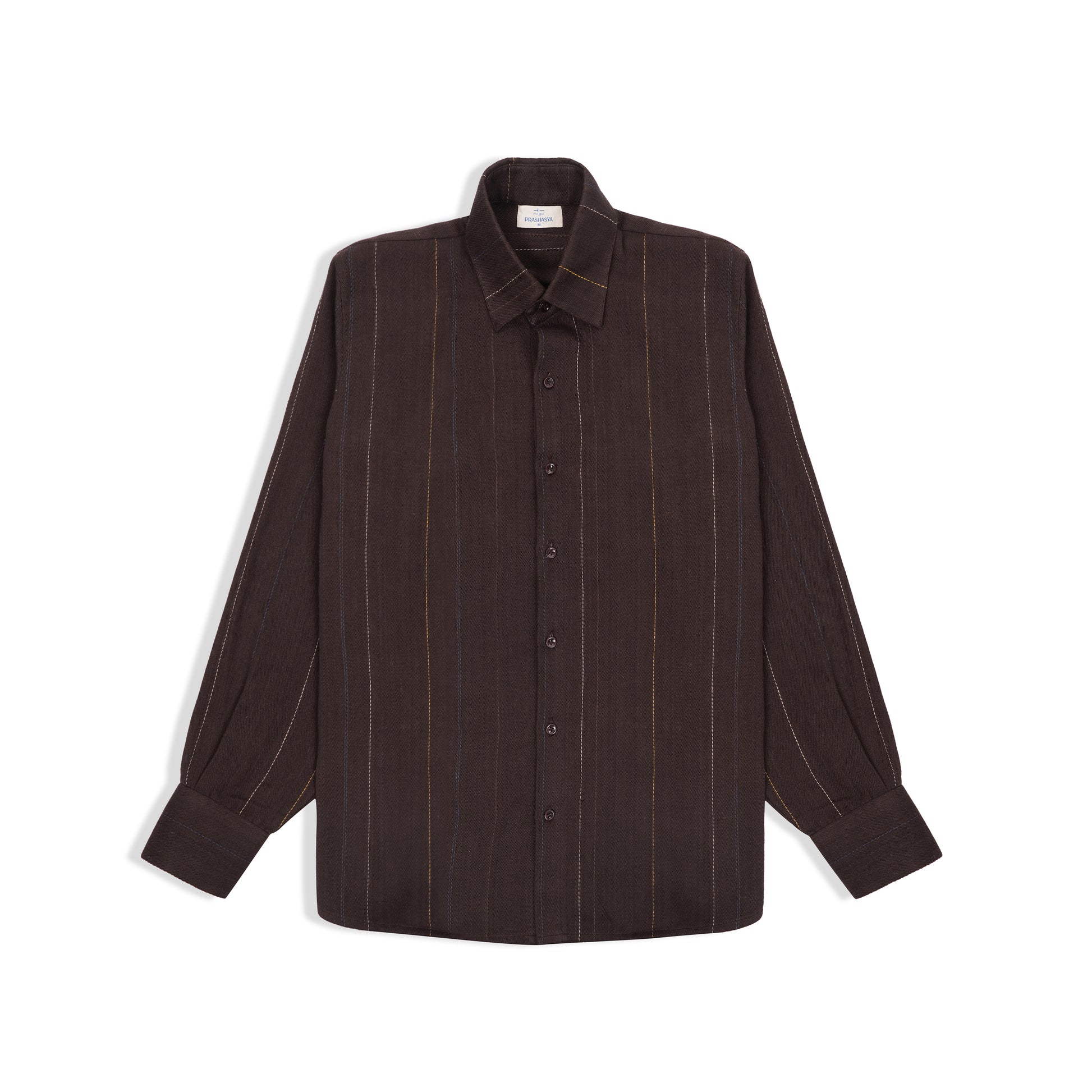 Traditional hand woven shirt for men with multi-hued stripes