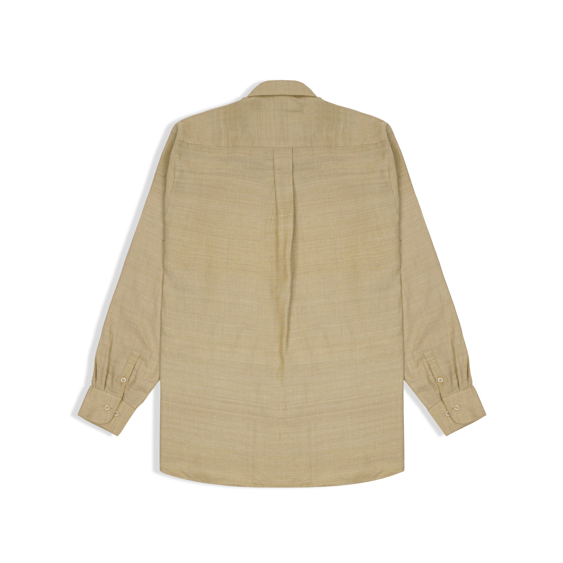 Close-up of textured beige linen Matka fabric