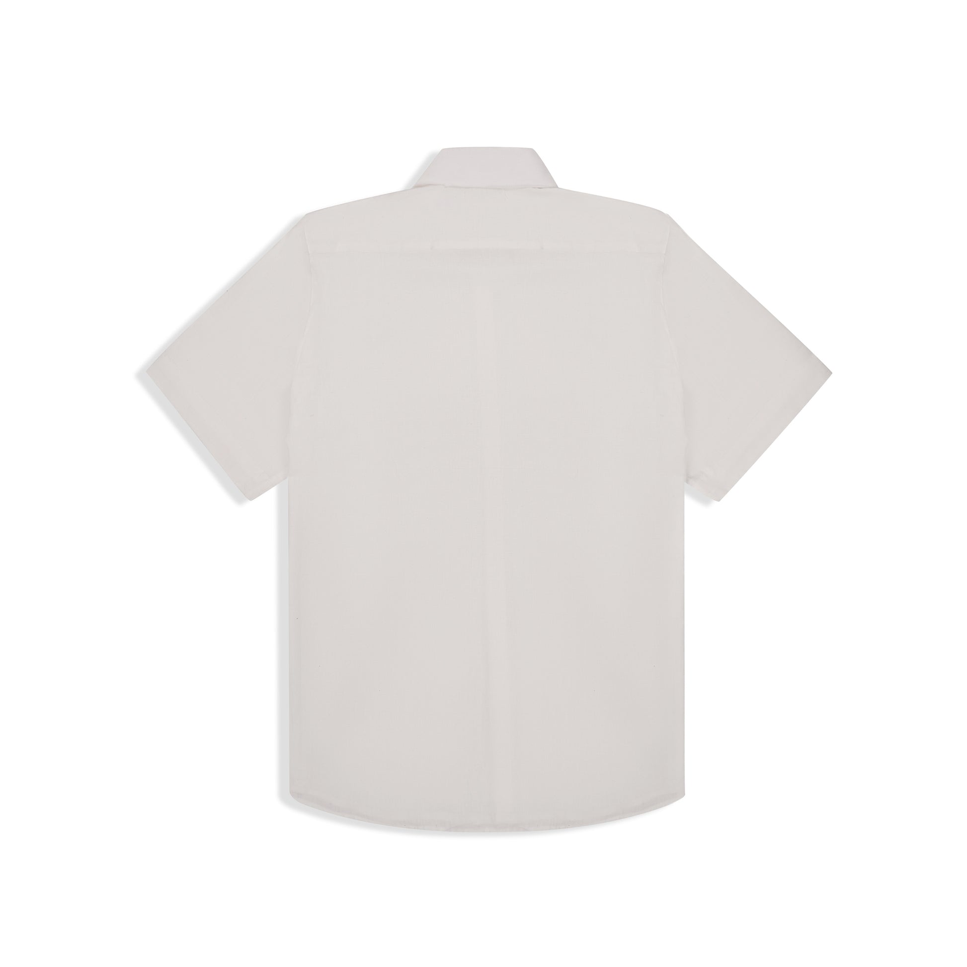 Back view of regular fit white handwoven cotton shirt