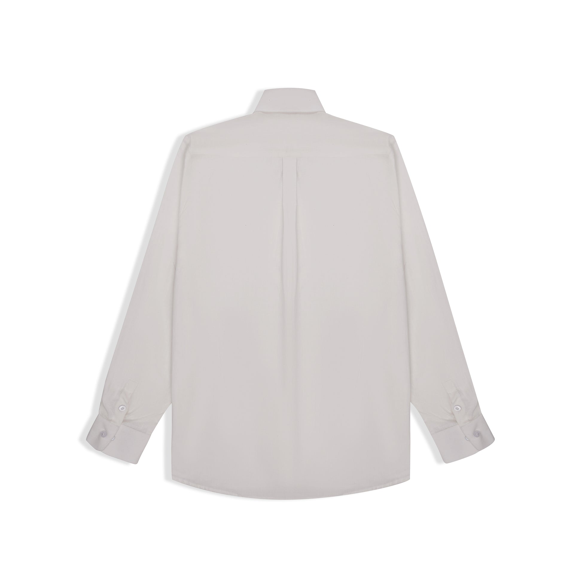 Back view of white handwoven cotton shirt