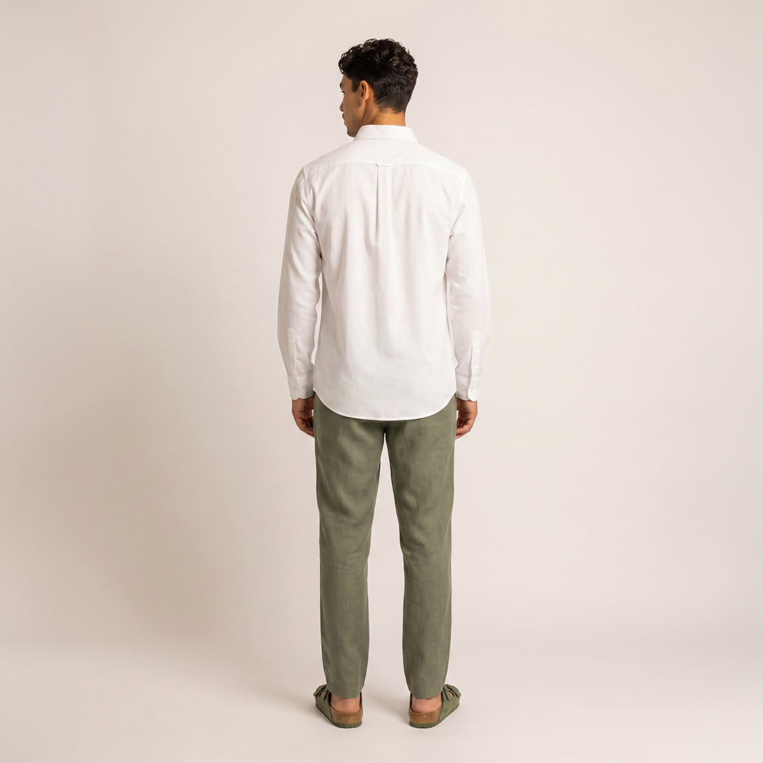 REGULAR FIT WHITE HANDWOVEN COTTON SHIRT