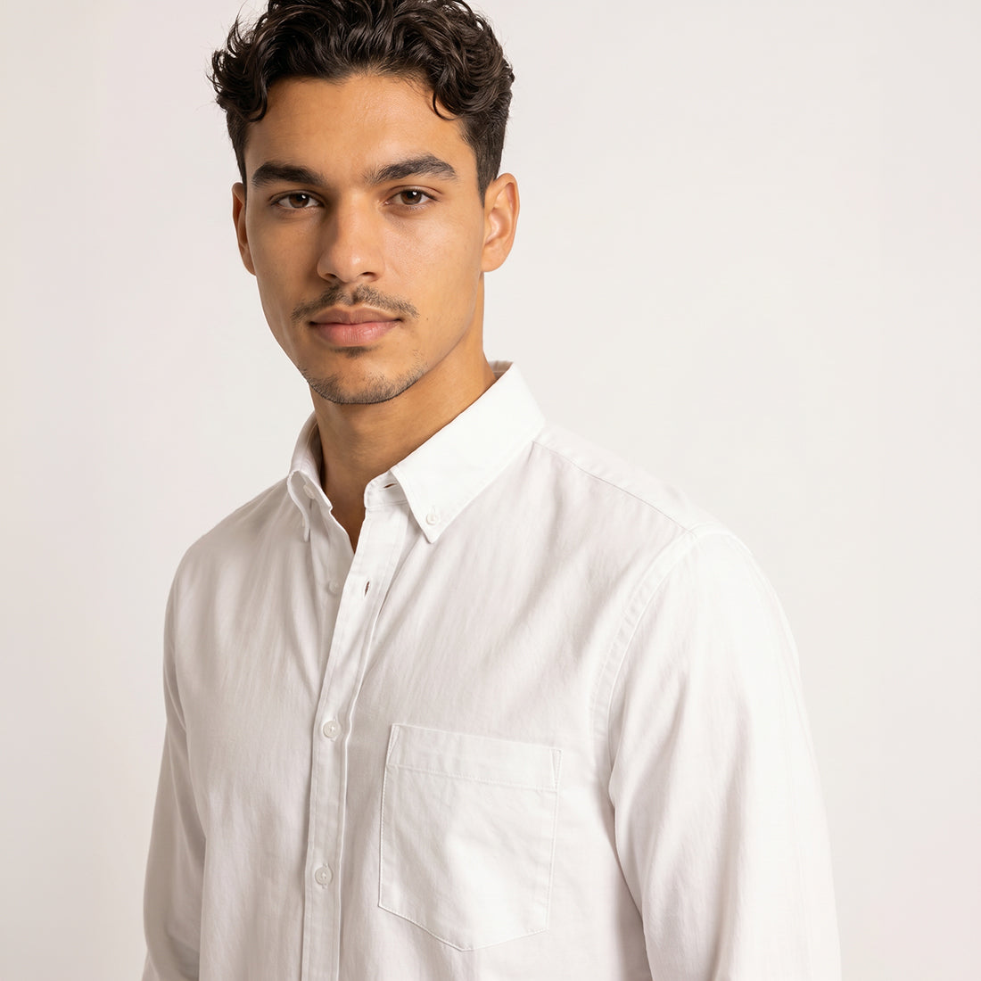REGULAR FIT WHITE HANDWOVEN COTTON SHIRT