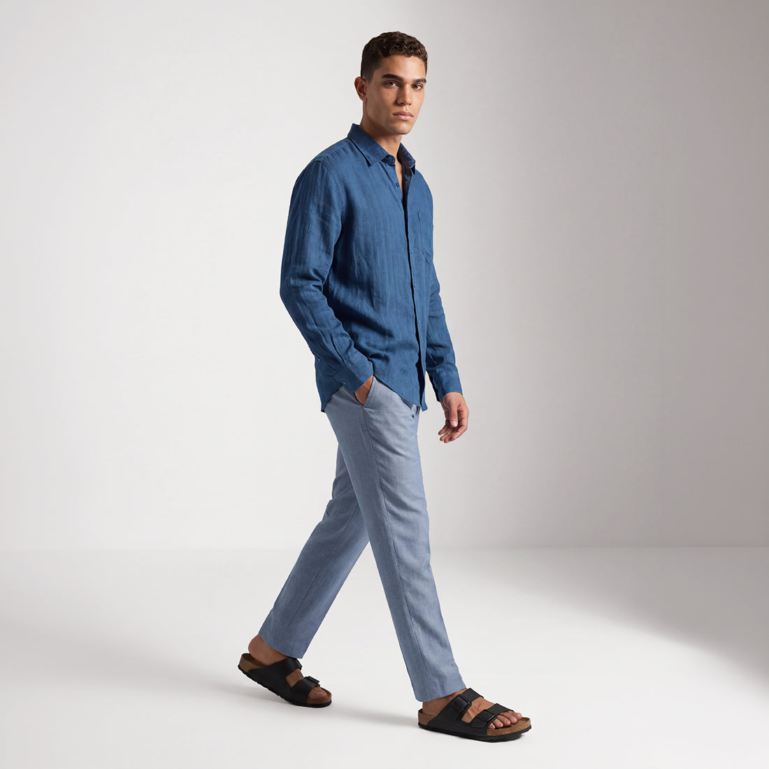 REGULAR FIT INDIGO LINEN SHIRT